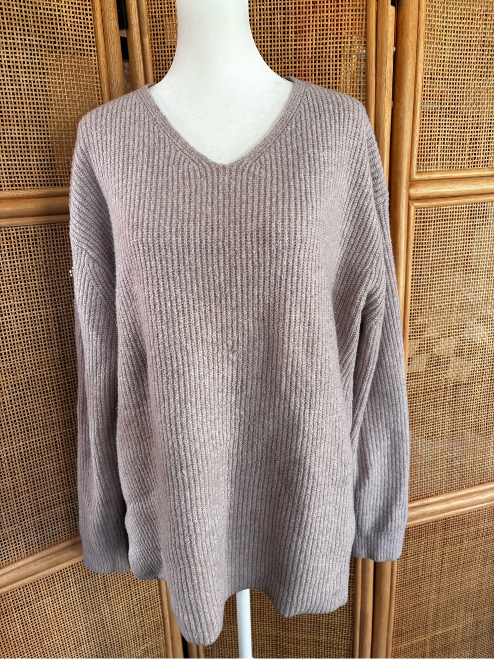 Uniqlo Ribbed Wool Blend Lavender Sweater